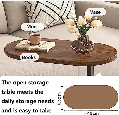 Small Oval C-Shaped Coffee End Table, Side Table